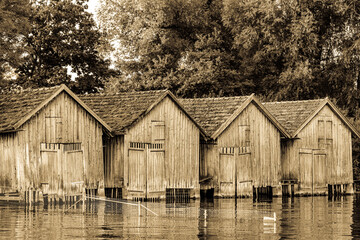 boathouse at a lake