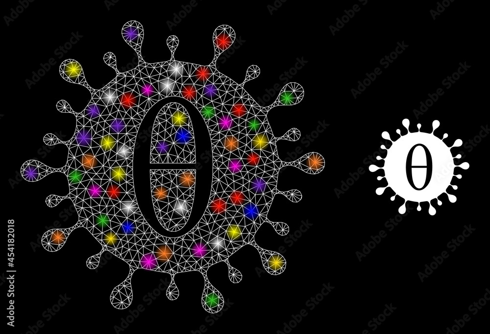 Poster glowing network tetta covid virus constellation icon with lightspots. illuminated vector constellati