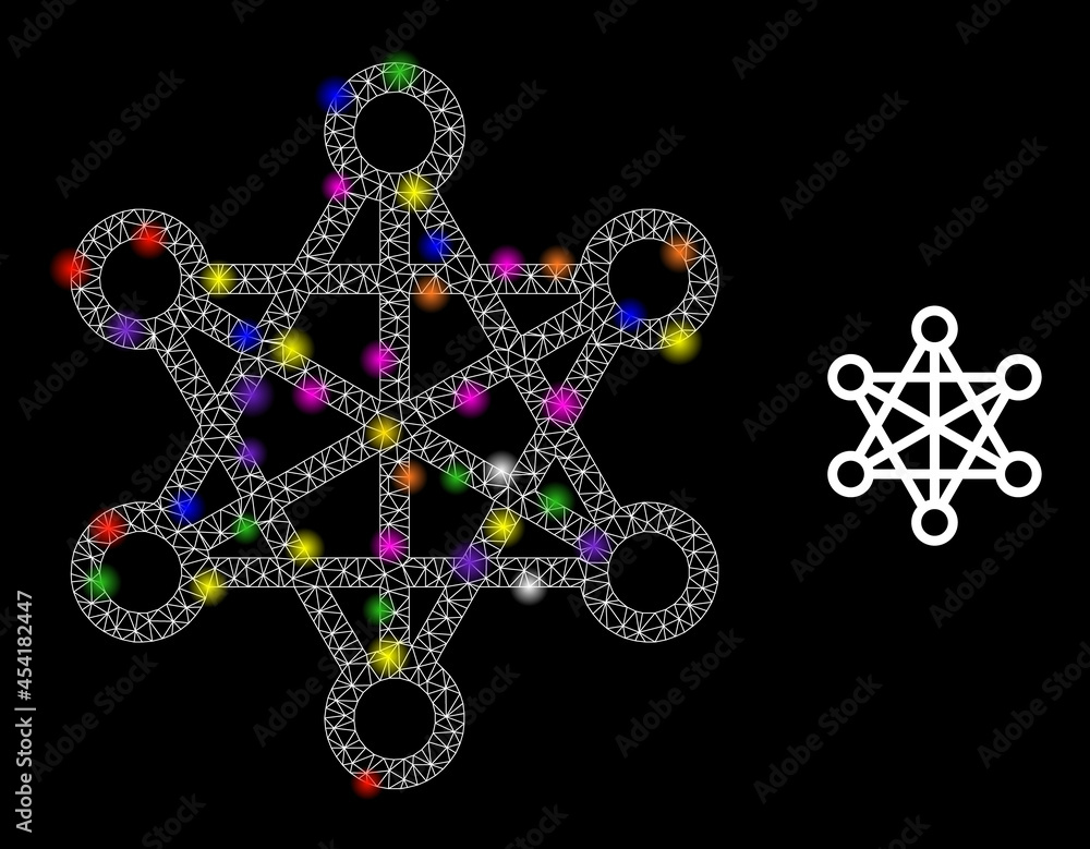 Poster glossy network star network constellation icon with light spots. illuminated vector constellation is