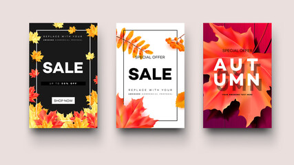 Autumn sale. Colorful vector flyer.
