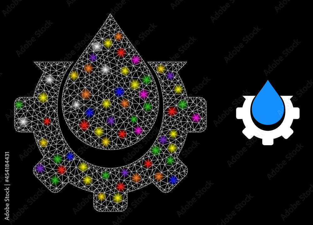 Poster glowing net water production constellation icon with lightspots. illuminated vector constellation ba