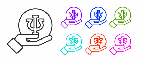 Black line Psychology icon isolated on white background. Psi symbol. Mental health concept, psychoanalysis analysis and psychotherapy. Set icons colorful. Vector