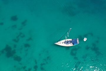 aerial view of sailing boat on sea