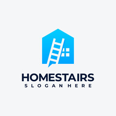 logo home stairs logo design idea,