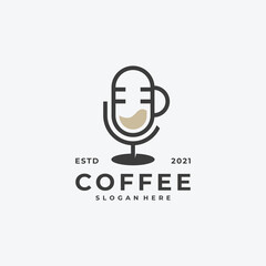 coffee logo, podcast logo combination simple concept