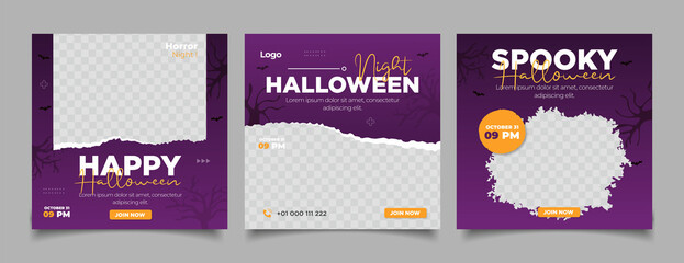 happy Halloween concept social media post template	