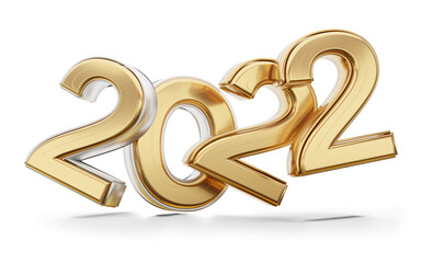 2022 golden bold letters isolated 3d-illustration