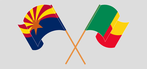 Crossed and waving flags of the State of Arizona and Benin