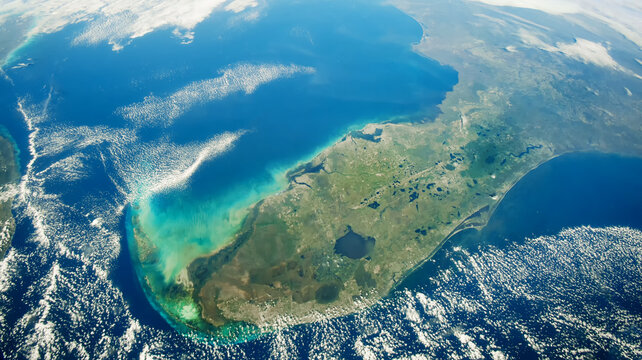 View of Florida from the space. Elements of this image furnished by NASA.