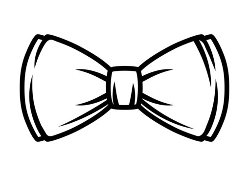 Illustration of bow tie. Black and white stylized picture.
