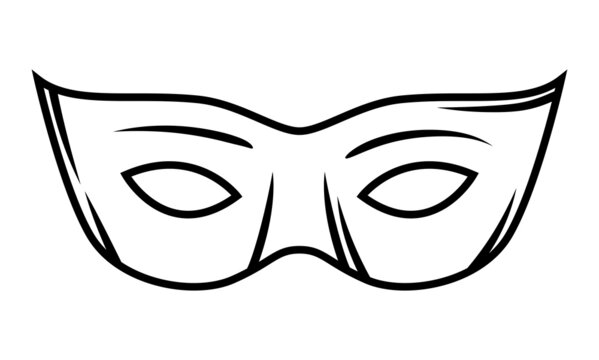 recommend clip art: Illustration of carnival mask. Black and white stylized picture.