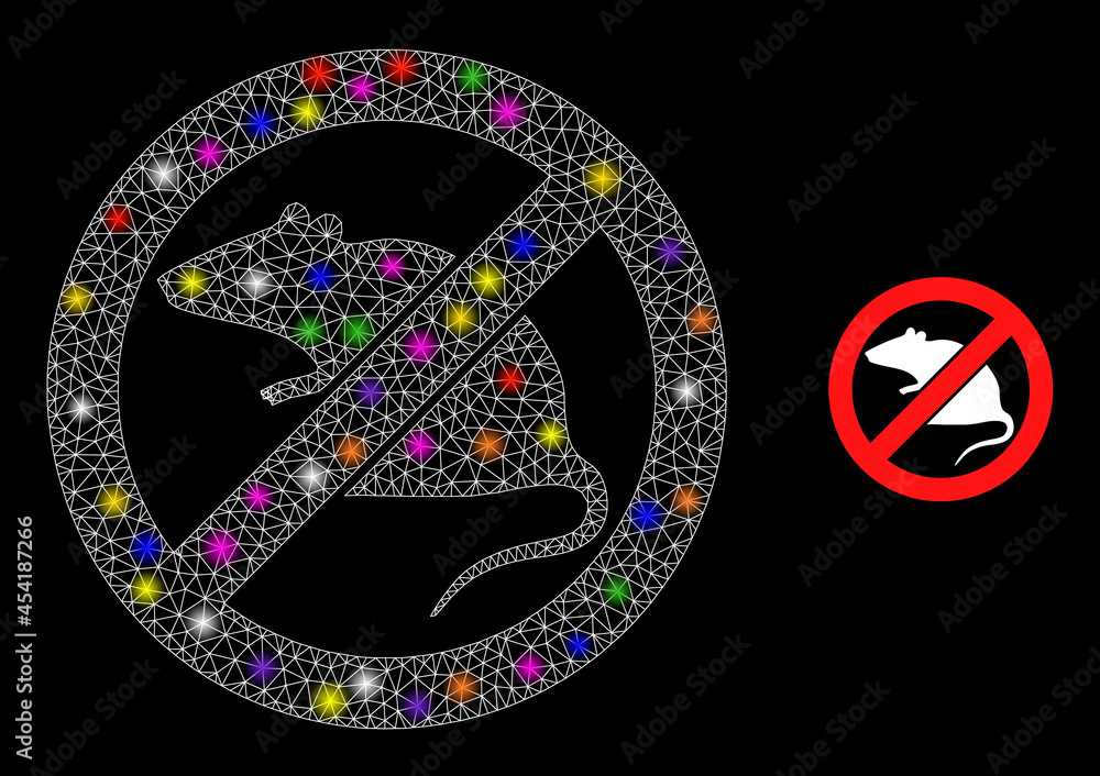 Poster glowing mesh stop rat constellation icon with light spots. illuminated vector constellation based on