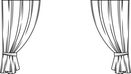 Curtains of theater stage. Template for theatrical performance, movie house or presentation.