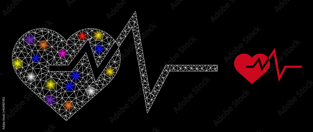 Poster flare mesh cardiology constellation icon with lightspots. illuminated vector constellation based on 
