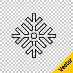 Black line Snowflake icon isolated on transparent background. Merry Christmas and Happy New Year. Vector