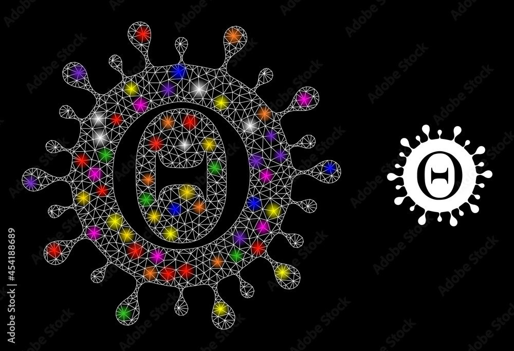 Poster glowing net tetta coronavirus constellation icon with light spots. illuminated vector model based on