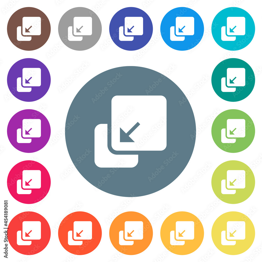 Poster collapse element solid flat white icons on round color backgrounds
