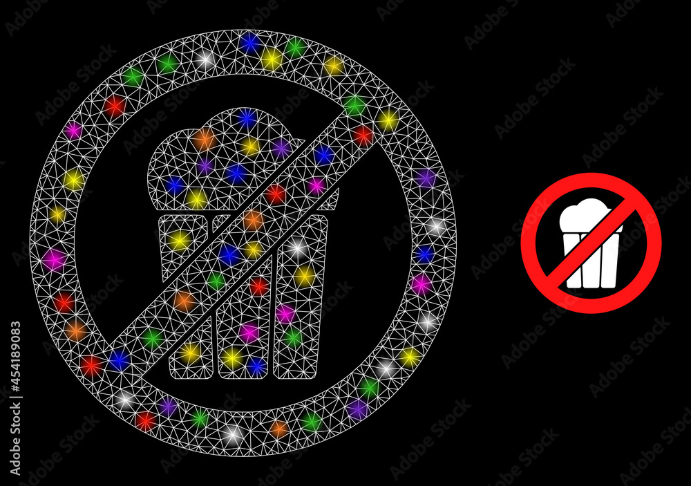 Poster bright network stop popcorn constellation icon with lightspots. illuminated vector constellation bas