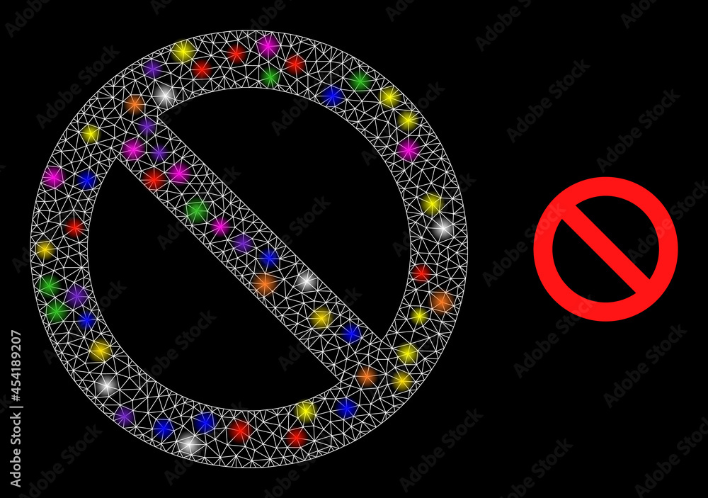 Poster glossy network forbidden constellation icon with light spots. illuminated vector constellation based