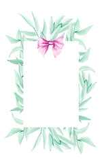 Mistletoe watercolor blank for a postcard. Template for decorating designs and illustrations.