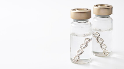 Acquired immunity vaccine, genetic pharmaceutical and immunization injection concept with glass...