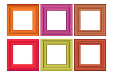 Set of squared color vintage wooden frame for your design. Vintage cover. Place for text. Vintage antique colorful modern rectangular frames. Template vector illustration