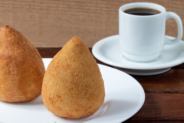 Coxinha of chicken, typical Brazilian food.