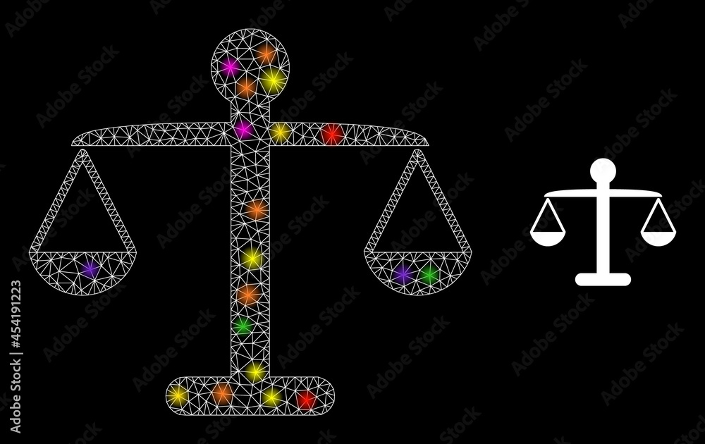 Poster glossy mesh weight balance constellation icon with lightspots. illuminated vector constellation is c
