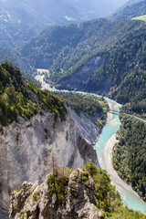 The Rhine Canyon in the Valley of Trin from the viewpoint Il Spir, Switzerland