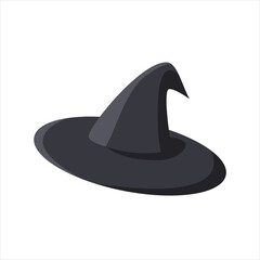 A black hat for Halloween on a white background. A hat for a witch or wizard. Magic hat.