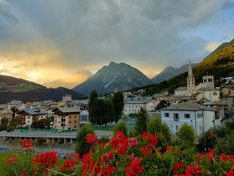 view of Bormio, Italy Lombardy
