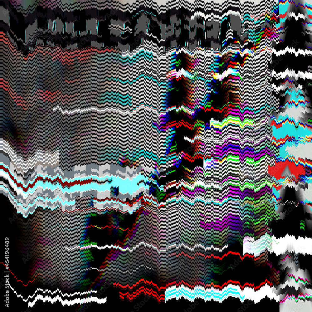 Poster tv glitch psychedelic noise background old vhs screen error digital pixel noise abstract design comp