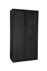 Double wing safe for weapons. A metal gun safe with two doors. Safe storage for weapons. Isolate on a white back