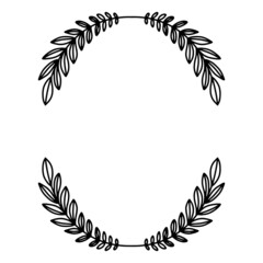 Obraz premium Laurel wreath. Vector hand drawn laurel wreath isolated on white background. Doodle style. Outline floral frame.