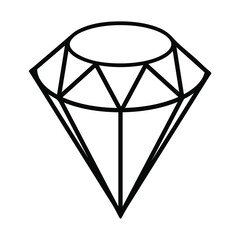 Line art illustration of diamond crystal gemstone. Vector illustration isolated on white.