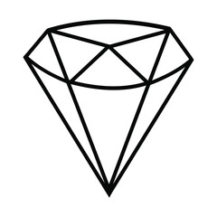 Line art illustration of diamond crystal gemstone. Vector illustration isolated on white.