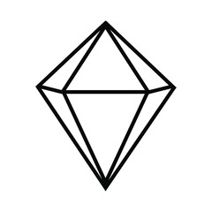 Line art illustration of diamond crystal gemstone. Vector illustration isolated on white.