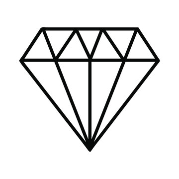 Line art illustration of diamond crystal gemstone. Vector illustration isolated on white.