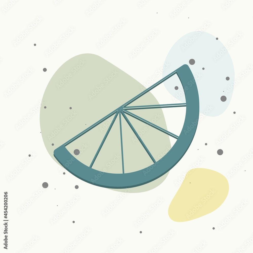 Poster vector image of a slice of citrus. vector icon of lemon, orange, lime on multicolored background.
