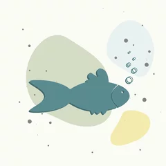 Foto op Canvas Vector image of fish and bubbles on multicolored background. © oksanaoo