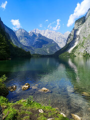 Obersee lake with the reflection of surrounding nature - Berchtesgaden Alps, Germany