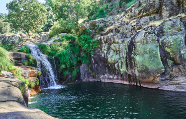 landscape of a river, natural pool with waterfall