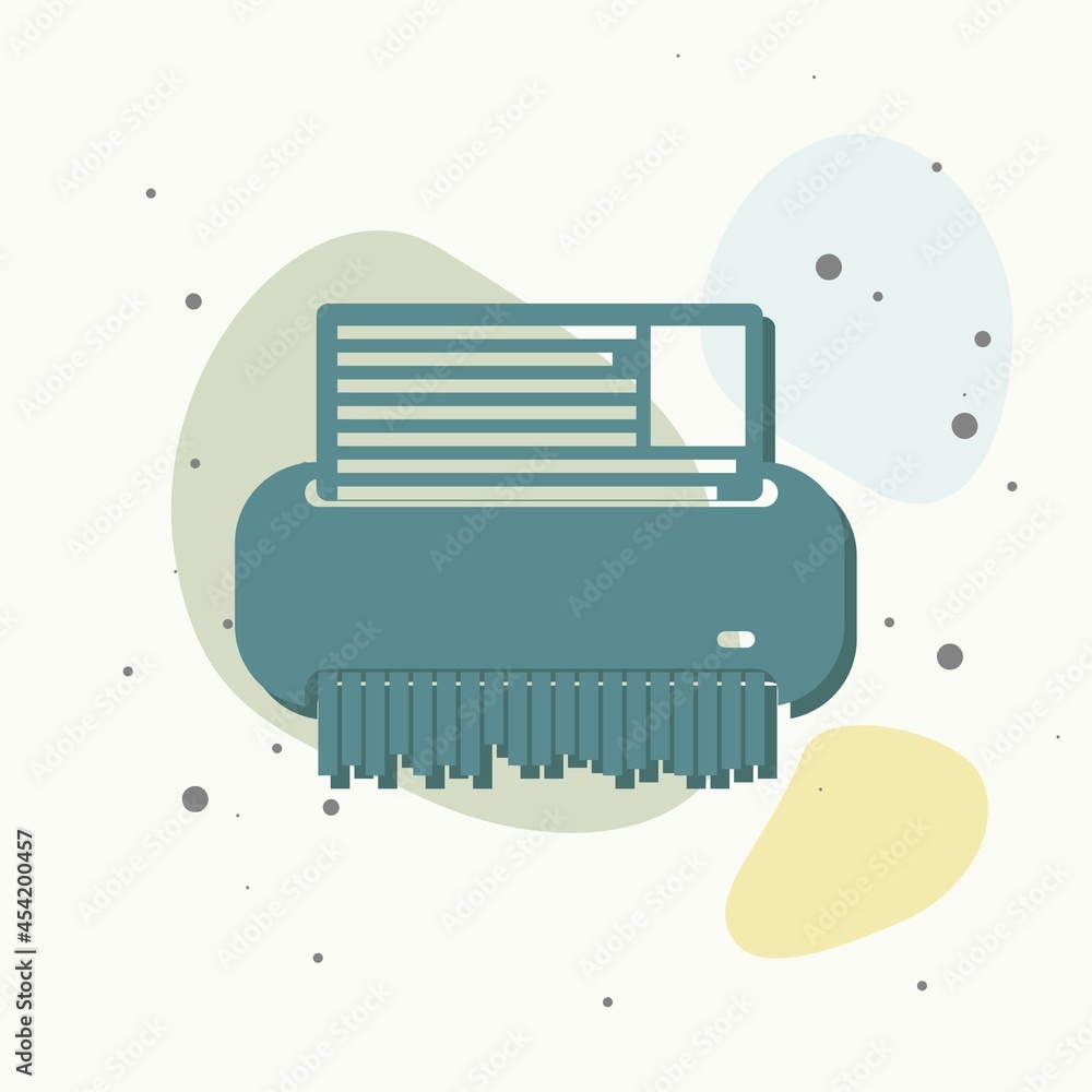 Poster vector shredder image. technics for office on multicolored background.