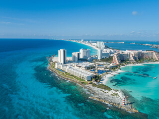 Cancun, mexico stunning beach photo with drone