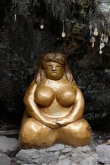 The statue of the Golden Woman on the Malaya Sinyukha Mountain in the Altai Mountains