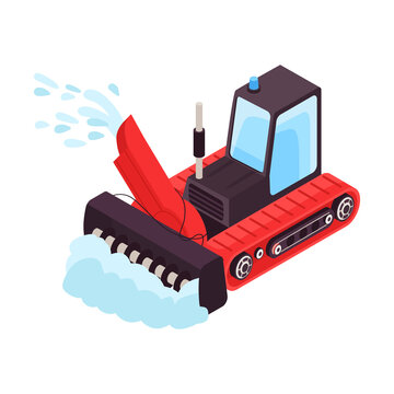 red snowplow clearing snow isometric view clip art preview