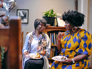 Women eating at party