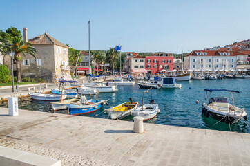Fototapeta na wymiar Picturesque bay in Sutivan village. Sutivan is situated on the north coast of Brac island in Croatia