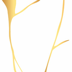 Gold kintsugi crack vector card on white background. Golden texture.