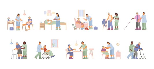 Fototapeta premium Elderly Care Flat Set